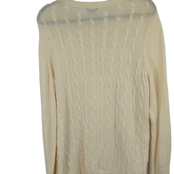 Talbots Womans size 2X plus ivory Cable Knit Sweater wool blend crew neck - Picture 9 of 10